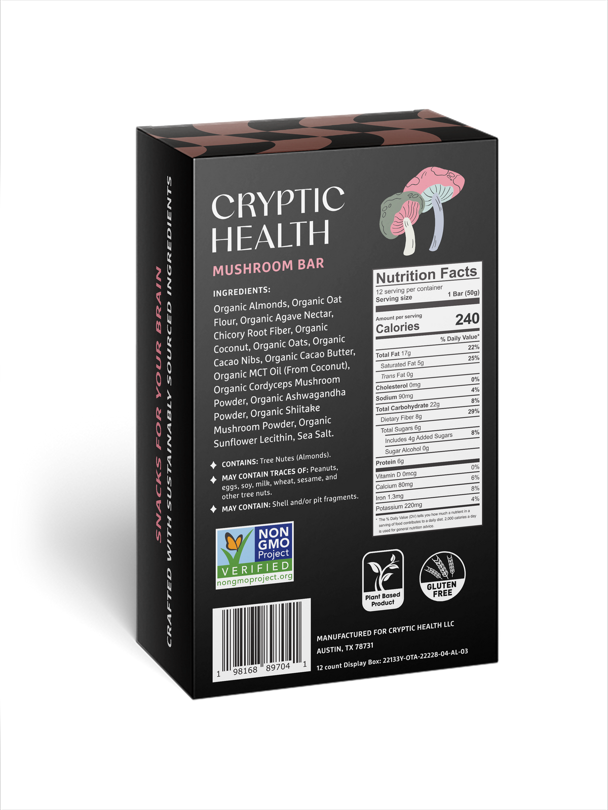 Oat Cacao Mushroom Bar – 12ct Case | Functional, Plant-Based